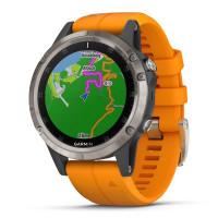 Fenix 5 plus sapphire titanium with solar flare orange band shop