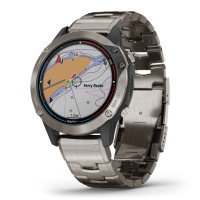 Orologio Garmin Quatix 6 Titanio, Modello 010-02158-95, Smartwatch Nautico Con GPS, Bluetooth, Cassa In Titanio, Cinturino Blu