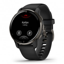 Zegarek Garmin Venu 2 Plus z niebieskoszarą ramką i czarną