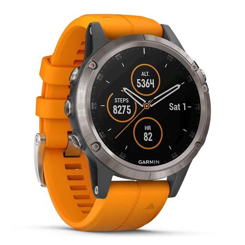 Garmin fenix 5 plus sapphire on sale titanium optic solar flare orange band