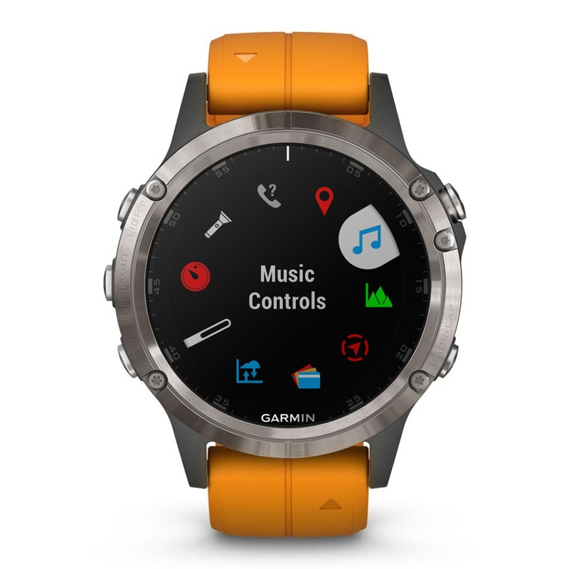 Zegarek Garmin Fenix 5 Plus Sapphire Titanium with Solar Flare Orange Band 010 01988 05