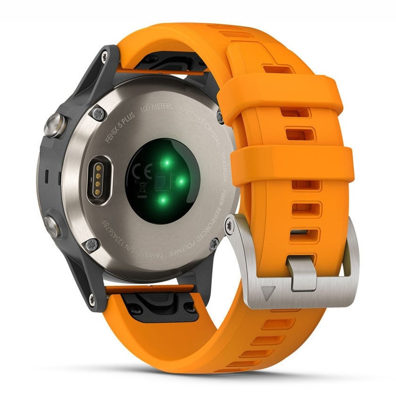 Zegarek Garmin Fenix 5 Plus Sapphire Titanium with Solar Flare Orange Band 010 01988 05