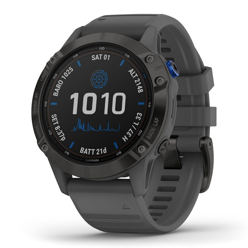 Zegarek Garmin Fenix 6 Pro Solar czarny z szarym paskiem 010 02410 11