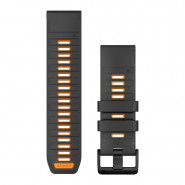 Pasek Garmin QuickFit 26 mm silikonowy grafitowy / pomarańczowy (Fenix 8 51 mm)