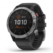 Zegarek Garmin Fenix 6 Solar srebrny z czarnym paskiem