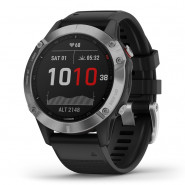 Zegarek Garmin Fenix 6 srebrny z czarnym paskiem