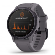 Zegarek Garmin Fenix 6S Pro Solar fioletowa stal z szarym paskiem