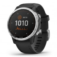 Zegarek Garmin Fenix 6S Solar srebrny z czarnym paskiem