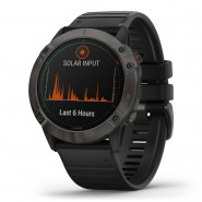 Zegarek Garmin Fenix 6X Pro Solar tytanowy szary z czarnym paskiem