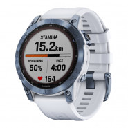 Zegarek Garmin Fenix 7 Sapphire Solar jasnoniebieski tytan DLC z białym paskiem