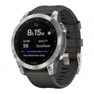 Zegarek Garmin Fenix 7 srebrny z grafitowym paskiem + PL TOPO