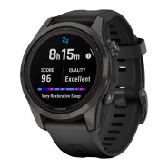 Zegarek Garmin Fenix 7S Pro Sapphire Solar szary tytanowy DLC z czarnym paskiem