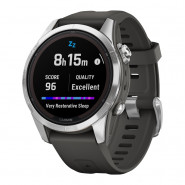 Zegarek Garmin Fenix 7S Pro Solar srebrny z grafitowym paskiem