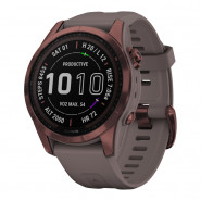 Zegarek Garmin Fenix 7S Sapphire Solar ciemnobrązowy tytan z szarym paskiem