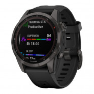 Zegarek Garmin Fenix 7S Sapphire Solar tytanowo-szary DLC z czarnym paskiem