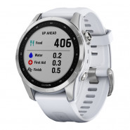 Zegarek Garmin Fenix 7S srebrny z białym paskiem