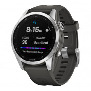 Zegarek Garmin Fenix 7S srebrny z grafitowym paskiem + PL TOPO