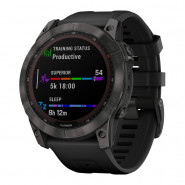 Zegarek Garmin Fenix 7X Sapphire Solar tytanowo-szary DLC z czarnym paskiem