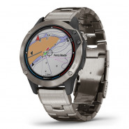 Zegarek Garmin Quatix 6 Sapphire Titanium szary z tytanową bransoletą