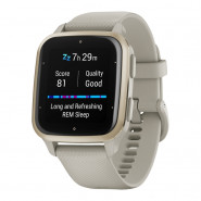 Zegarek Garmin Venu Sq 2 Music z kremowozłotą ramką i beżowoszarą kopertą
