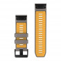 Pasek Garmin QuickFit 26 mm silikonowy Silver Gray/Yellow Flare (Fenix 9 51 mm)