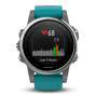 Zegarek Garmin Fenix 5S Silver with Turquoise Band