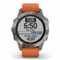 Zegarek Garmin Fenix 6 Pro Sapphire tytanowy z pomarańczowym paskiem