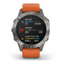 Zegarek Garmin Fenix 6 Pro Sapphire tytanowy z pomarańczowym paskiem