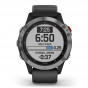 Zegarek Garmin Fenix 6 Solar srebrny z czarnym paskiem