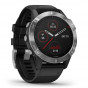 Zegarek Garmin Fenix 6 srebrny z czarnym paskiem