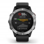 Zegarek Garmin Fenix 6 srebrny z czarnym paskiem