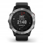 Zegarek Garmin Fenix 6 srebrny z czarnym paskiem