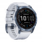 Zegarek Garmin Fenix 7 Sapphire Solar jasnoniebieski tytan DLC z białym paskiem