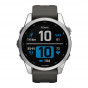 Zegarek Garmin Fenix 7S srebrny z grafitowym paskiem